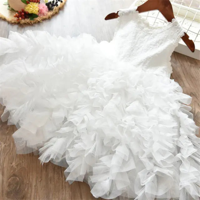 Floral Embroidered Lace Princess Dress for Girls