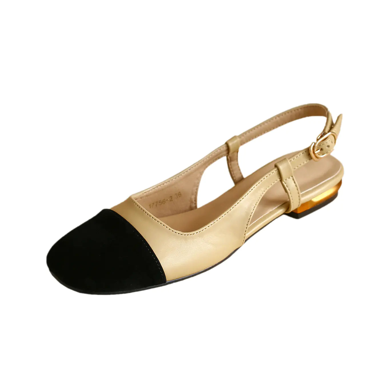 Retro Elastic Strap Slingback Low Heels for Women