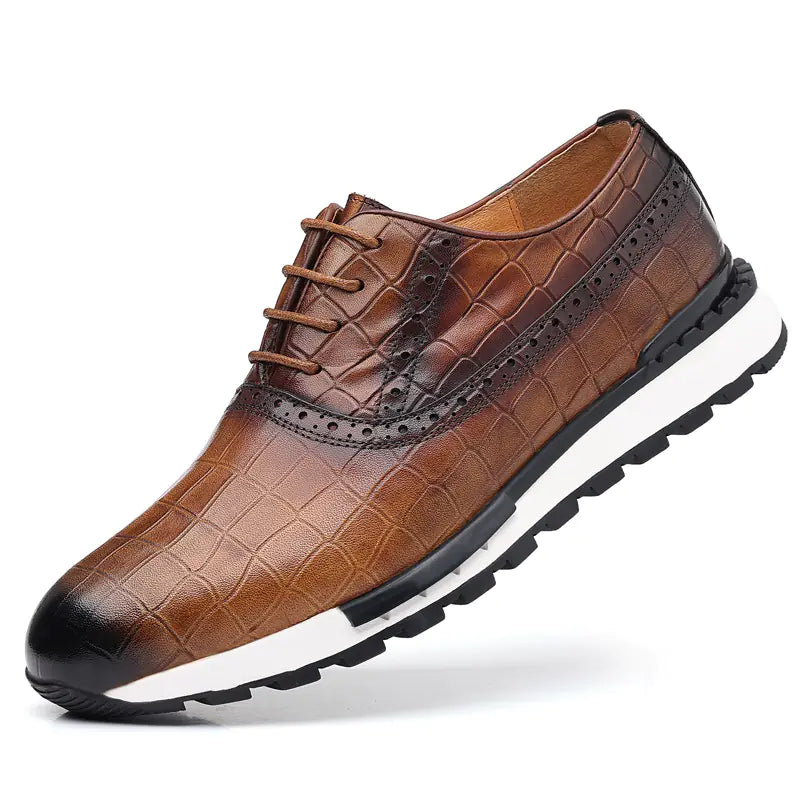 Men's British Lace-Up Casual Calf Leather Shoes