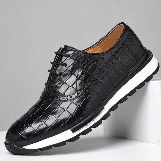 Men's British Lace-Up Casual Calf Leather Shoes