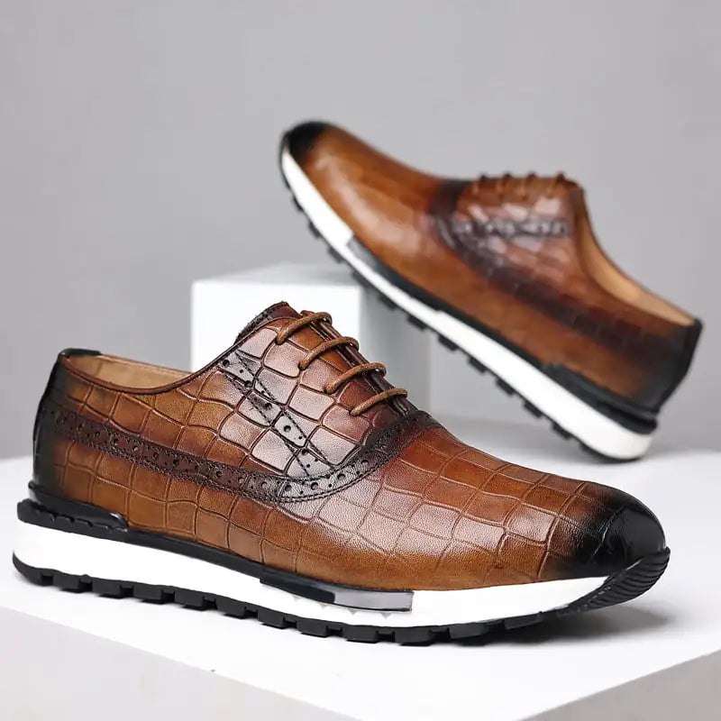 Men's British Lace-Up Casual Calf Leather Shoes