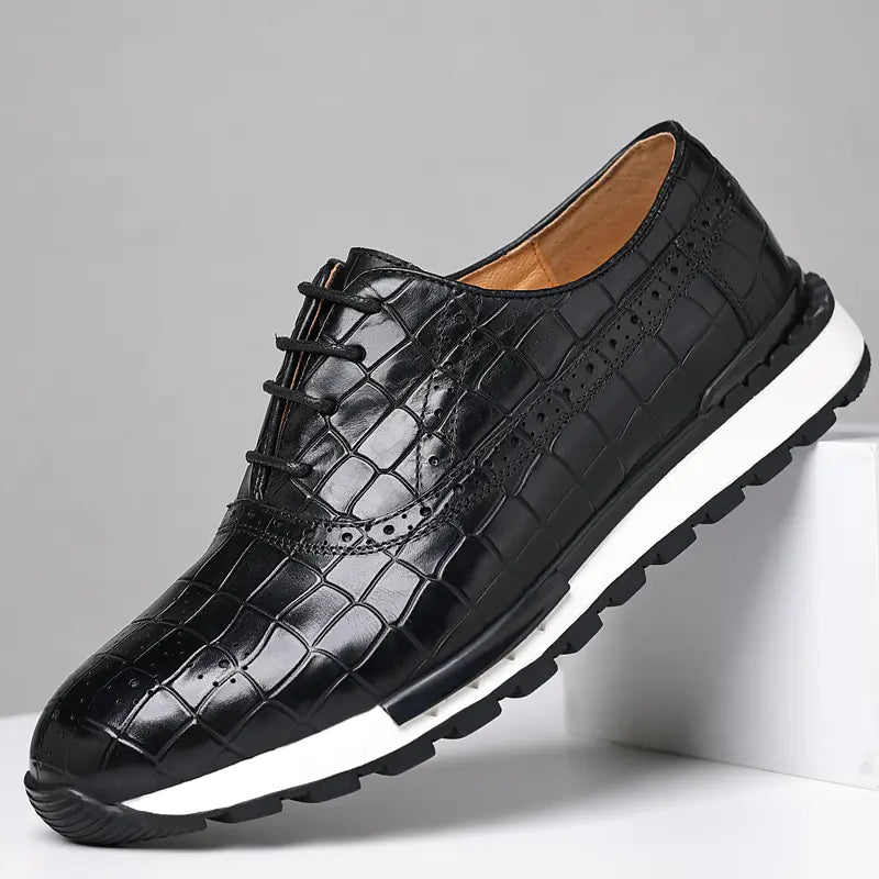 Men's British Lace-Up Casual Calf Leather Shoes