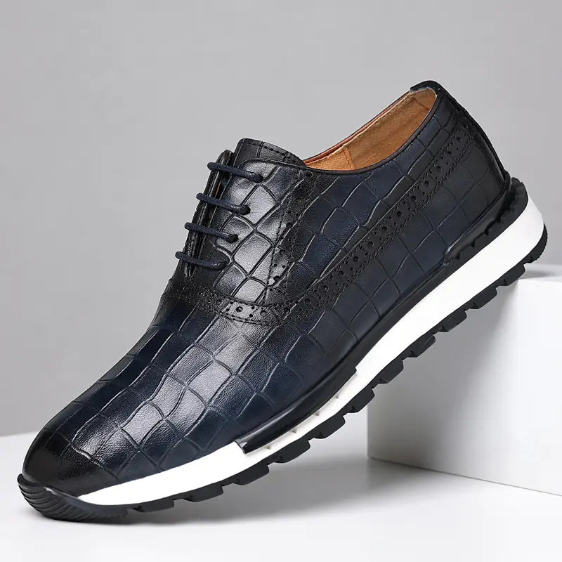 Men's British Lace-Up Casual Calf Leather Shoes
