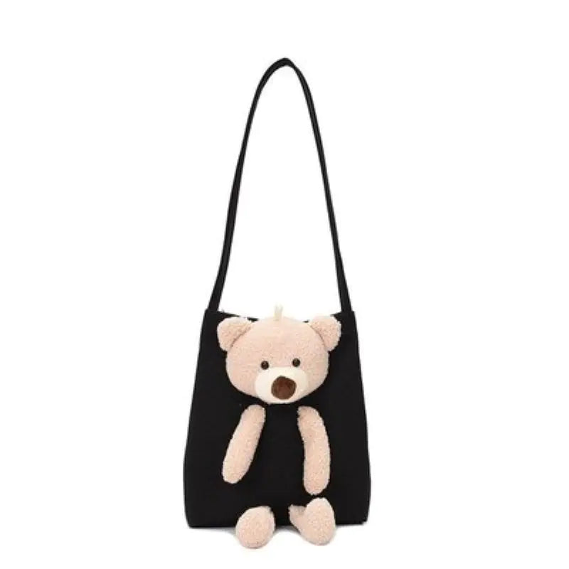 Trendy Cute Bear Shoulder Bag - Large Capacity Canvas