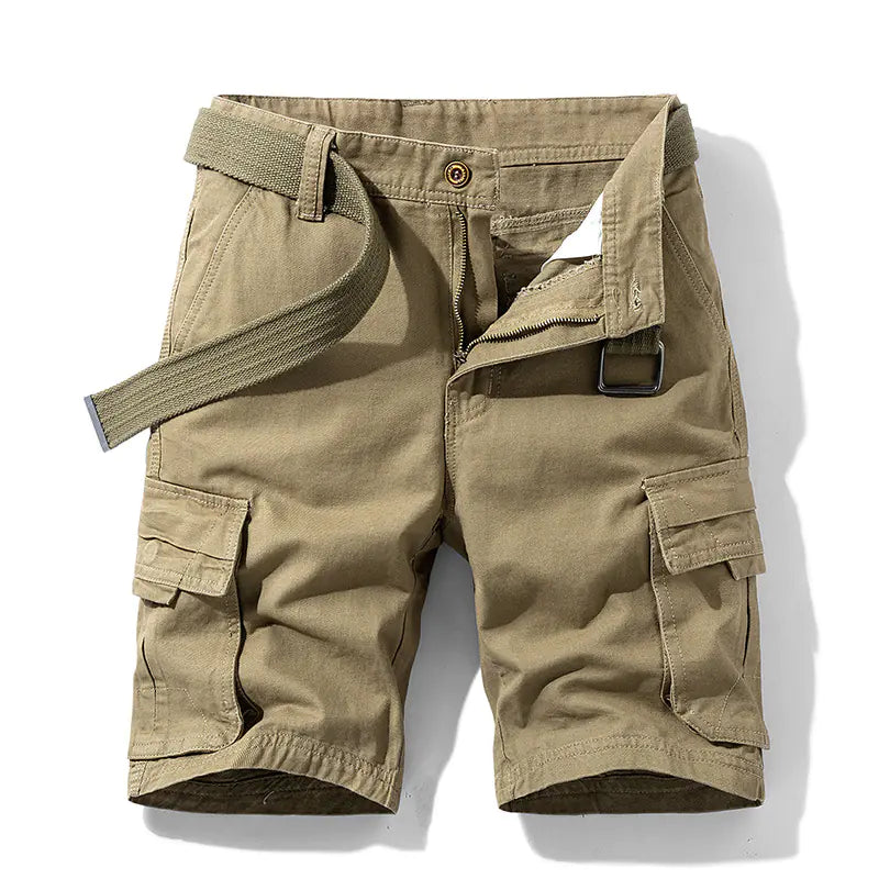 Men's Cotton Five-Point Casual Overalls Pants