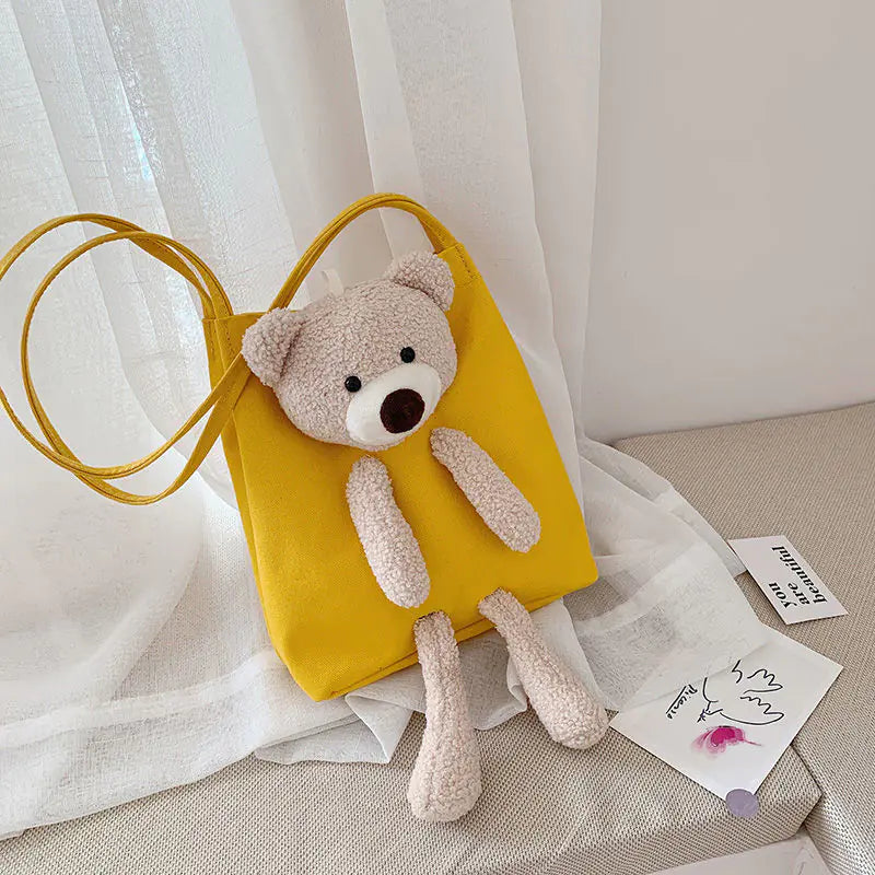Trendy Cute Bear Shoulder Bag - Large Capacity Canvas